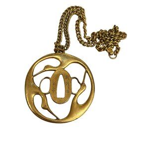 Vintage Alva Museum Replicas Japanese Tsuba Pendant 3 Cranes Samurai Sword Guard